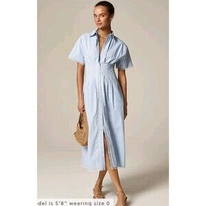 J.Crew Wren Lace-Trim Shirtdress in Stripe Blue White CK807 $188 Size 4 NWT